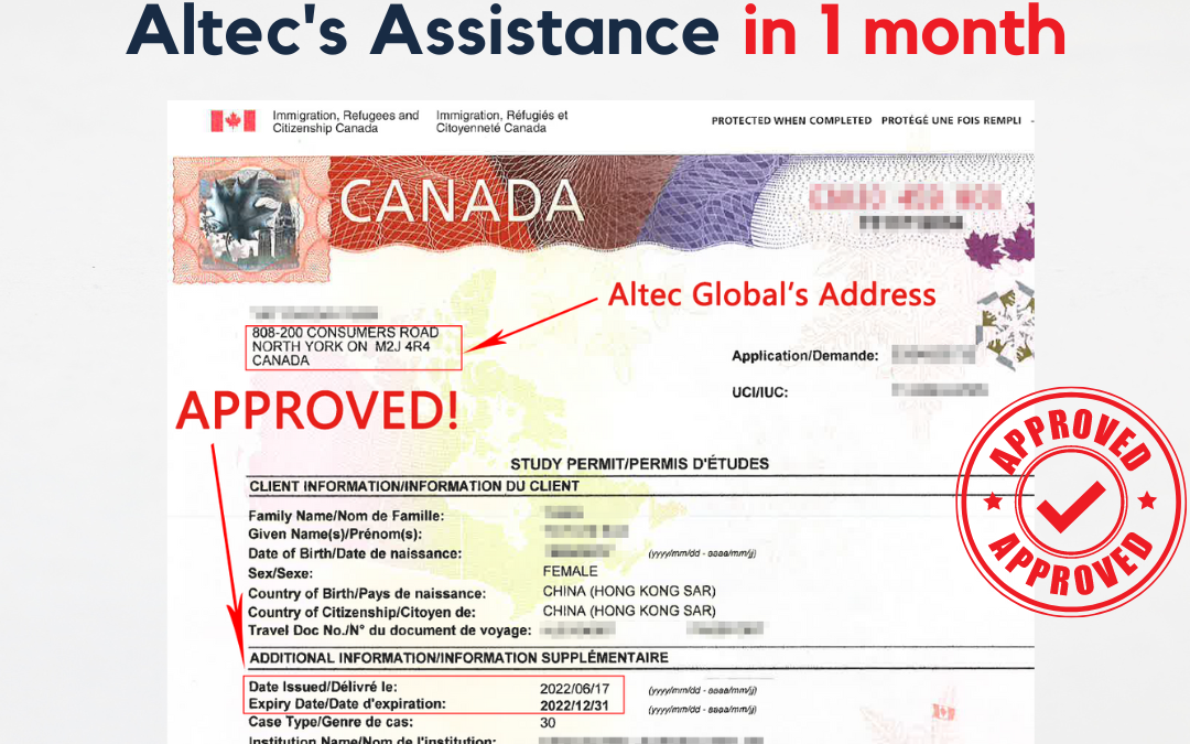 Successful case: Study Permit approved in 1 month with Altec Global assistance