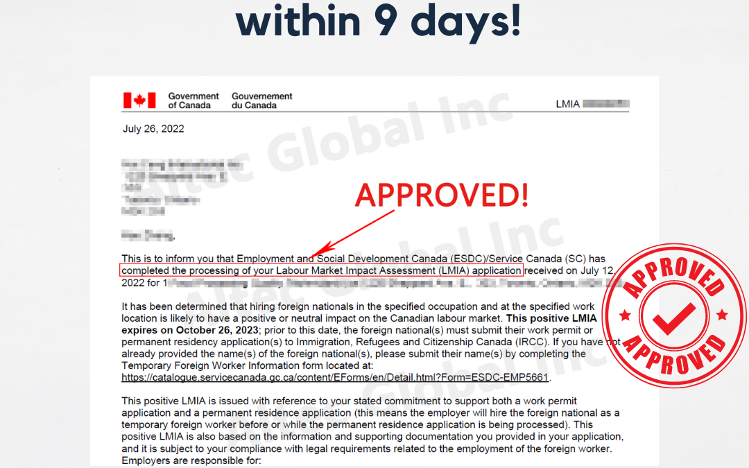 Successful case: LMIA approved in 9 days with Altec Global assistance