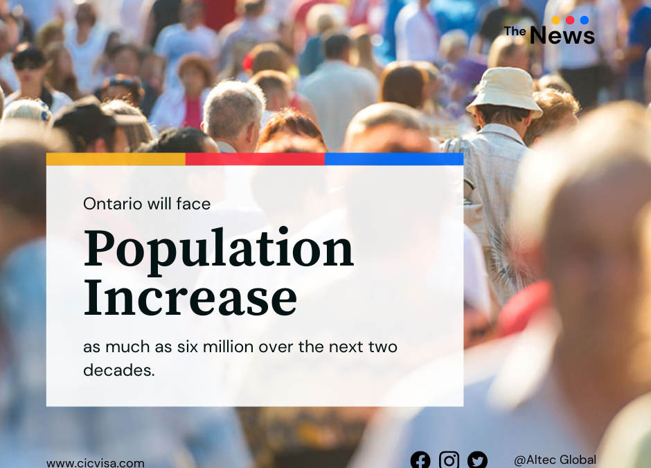 Ontario’s population could increase by as much as six million over the next two decades
