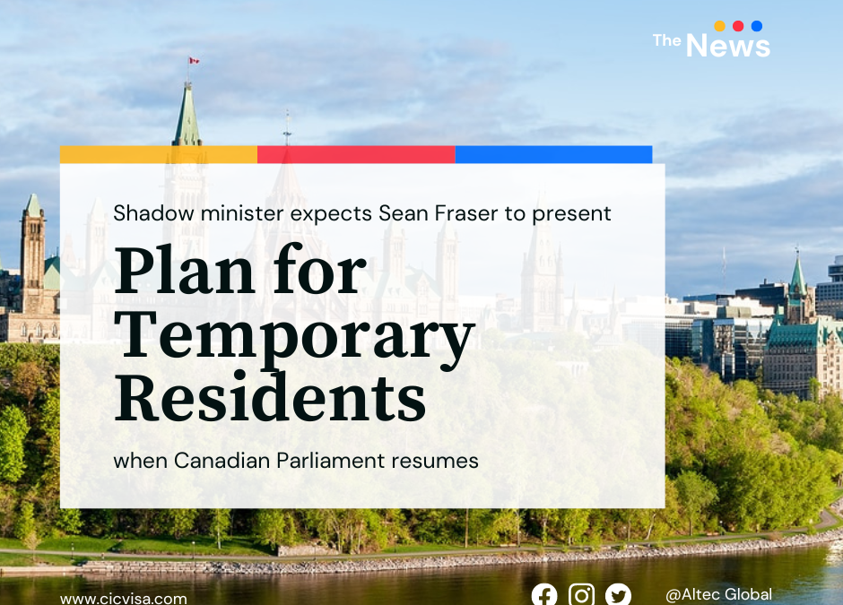 Shadow minister expects Sean Fraser to present plan for temporary residents when Canadian Parliament resumes