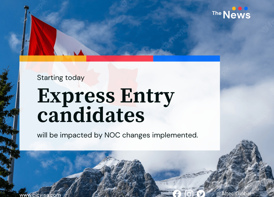 Express Entry candidates will be impacted by NOC changes implemented today