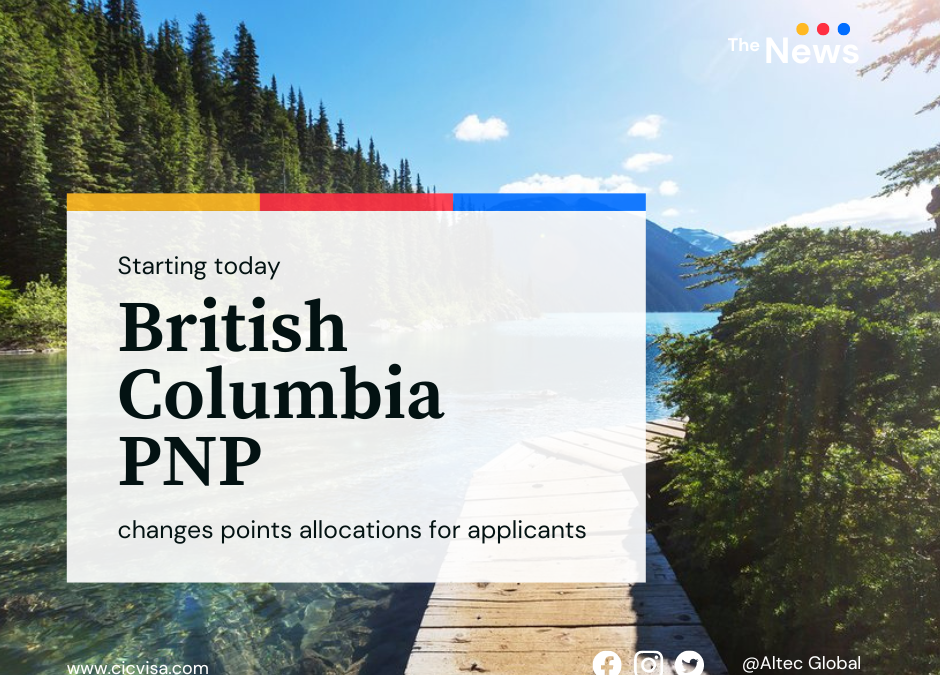 British Columbia PNP changes points allocations for applicants