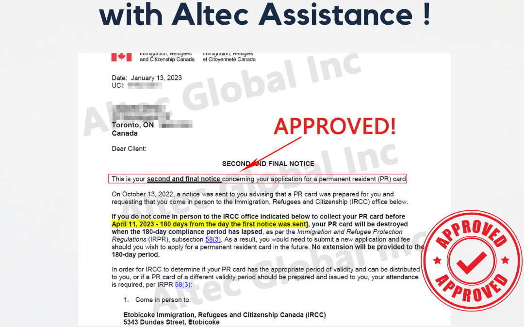 Successful case: PR card renewal application Approved with Altec Assistance!