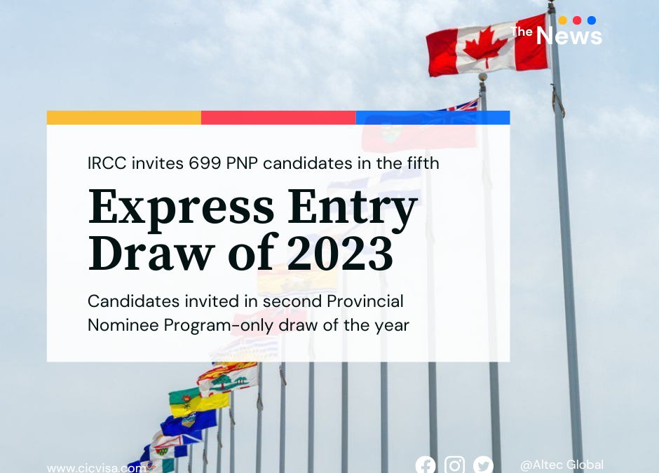 IRCC invites 699 PNP candidates in the fifth Express Entry draw of 2023