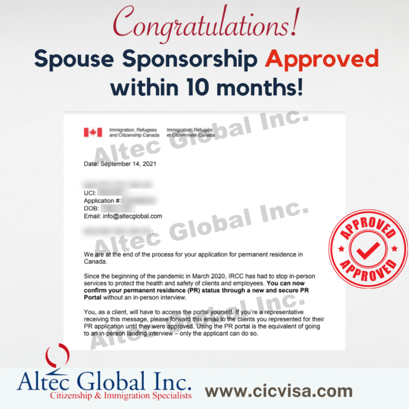 Spouse Sponsorship Approved within 10 months